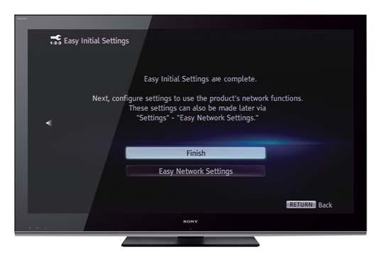 Pokud se obrazovka s nastaveními neobjeví, vyberte na televizoru správný vstup AV. Jakmile se na obrazovce objeví zpráva [Easy Initial Settings are complete.