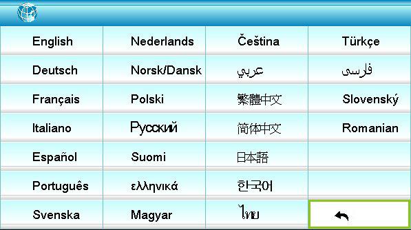 Jazyk Zvolte vícejazyčné OSD menu. Stisknutím přejděte do podnabídky a potom stisknutím nebo nebo nebo vyberte požadovaný jazyk. Dokončete výběr stisknutím Enter.