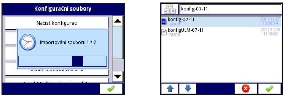 Druhou položkou v menu "Správa souborů" je tlačítko "Konfigurační soubory". Po vstupu do této nabídky může uživatel načíst / uložit nastavení a konfiguraci jednotky.