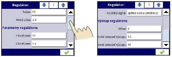 Obr. 89: Dostupné parametry Režimu PD v menu "Regulátory" EMD-1500 Obr.