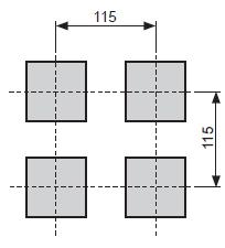 Obr. 4: Uchycení jednotky pomocí držáků Obr. 5: Minimální rozestupy při montáži více jednotek 3.