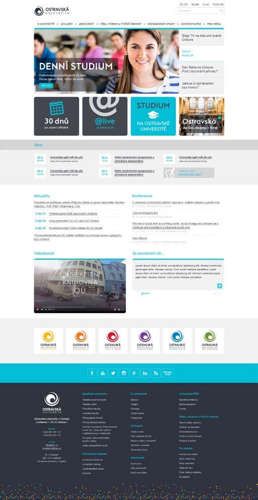 Homepage webu Ostravské univerzity