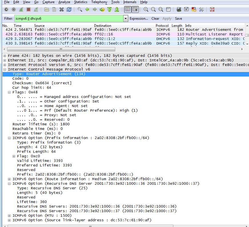 Konektivita do IPv6 DS-Lite Prefix