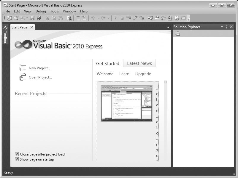32 Část I Začínáme s Microsoft Visual Basicem 2010 programy (nebo přesněji kompilační technologie) jsou vám k dispozici ve stejném vývojovém prostředí, s nímž můžete spuštěním Visual Studia