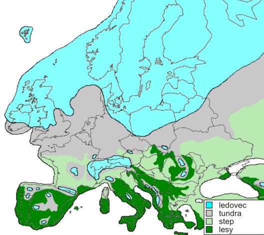 Unikátní poloha a příroda našeho území během LGM sevřená severským a alpským ledovcem = významný biokoridor mezi východem a