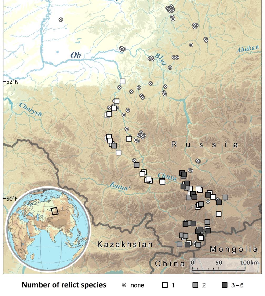 Výskyt těchto glaciálních druhů na Altaji relativně vlhko a teplo sucho a chladno potenciálně analogie krajiny posledního glaciálního