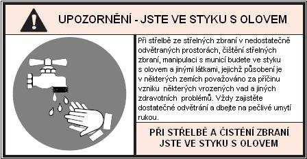 MUNICE Revolvery RUGER SP101 jsou určeny pro užití s náboji správné ráže vyrobenými v souladu s průmyslovými standardy USA. Ujistěte se, že užíváte náležité náboje správné ráže.