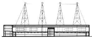 ) zavěšený konzolový nosník tribuny sportovních stadionů zastřešení