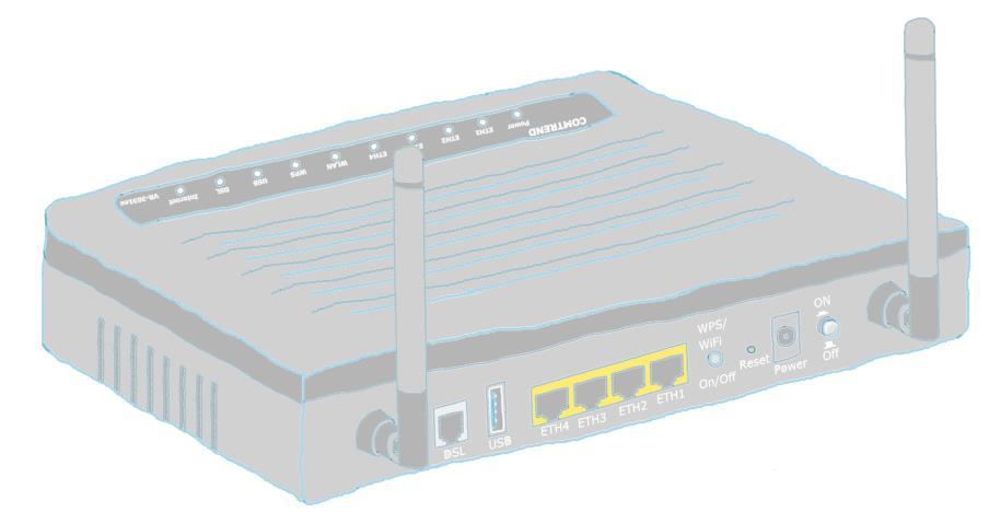 6. Krok Připravte si žlutý kabel. Potom najděte zdířku ethernet svého počítače. Zdířka se běžně označuje nápisem ethernet", eth, označením 10/100, 10/100/1G.