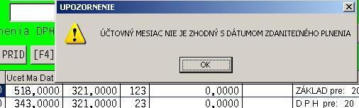 Modul WIN PROLUC podvojné účtovníctvo Kontrola dátumu odberateľských faktúr s účtovným mesiacom (od 6/2011) Nastaviteľná kontrola na zvolený dátum s nastaveným účtovným mesiacom, ktorá až pri