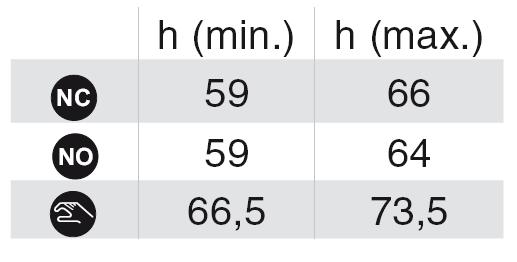 Rozměrový výkres 61 Ø 44 5 h (max) h (min) Ø 42.