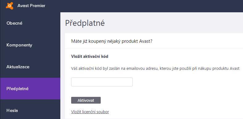 Vyhledejte Licenční soubor v počítači a tento vložte do programu Avast: