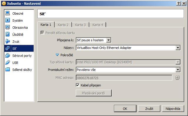 Provádí se to pomocí objektu Cloud v GNS3, kde se nastaví síťový adaptér na položku VirutalBox (viz. obr.