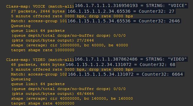 pomocí SNMP protokolu, jsou aktuální a nezkreslené, provedli jsme porovnání s výpisem přímo na routeru (viz. obr 7 a 8).