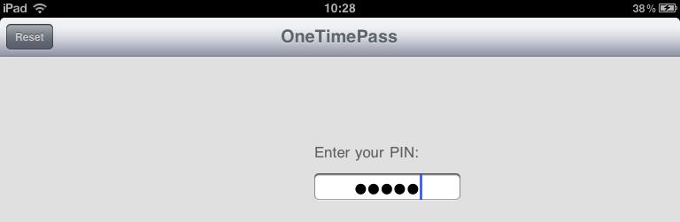 3. Spusťte aplikaci OneTimePass a zadejte svůj PIN. 4.