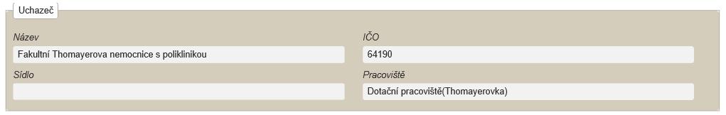 Záložka Navrhovatel / Spolunavrhovatel sekce Uchazeč / Spoluuchazeč Obrázek 16: Obrazovka se sekcí s údaji o uchazeči Sekce se základními informacemi o osobě uchazeče / spoluuchazeče.