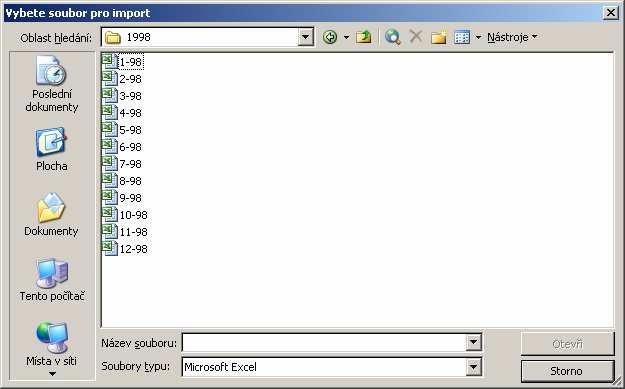 Obrázek č.28: Struktura importovaného souboru Po spuštění modulu se zobrazí dialogové okno pro výběr souboru pro import.