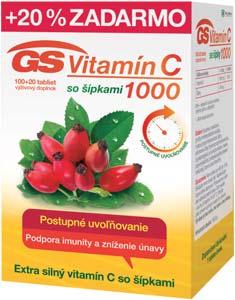 89 GS Vitamín C 1000 so šípkami 100+20 tabliet ZADARMO IMUNITA