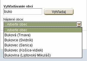 2 Výber obdobia platnosti administratívneho rozdelenia Na výber sa ponúka 7 období rozdelenia SR. Po vybratí jedného z nich sa zobrazí nová mapa. 1.