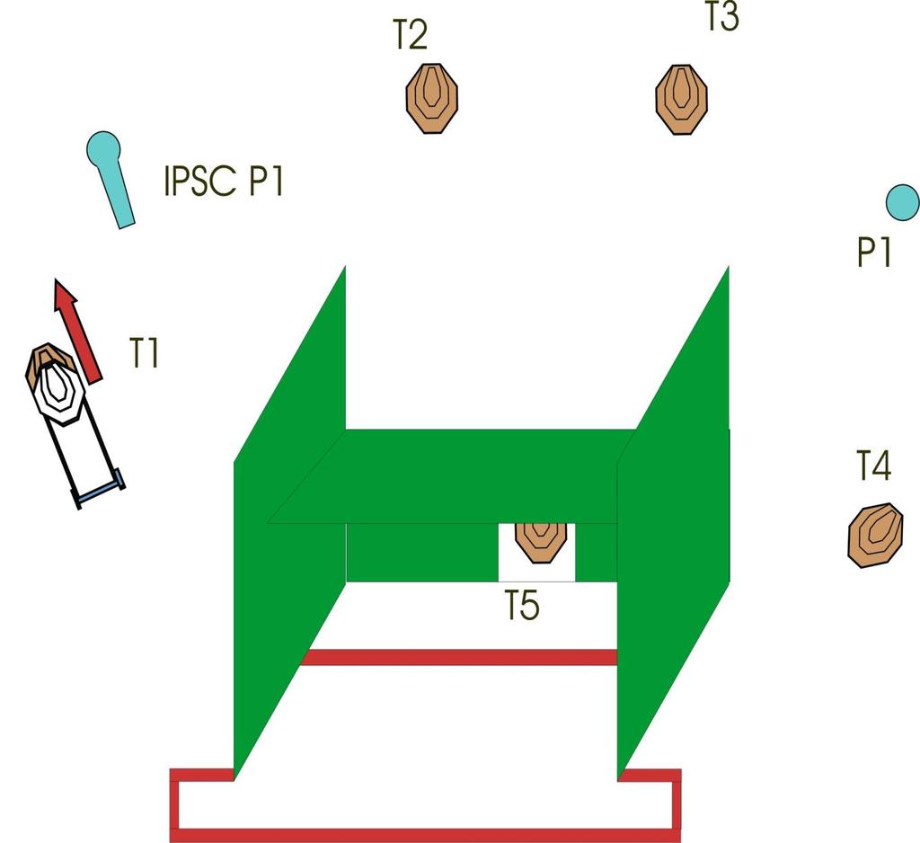 STAGE 8 5x IPSC,1x IPSC Poppers, 1x Deska Min. počet ran: 12 Max. počet bodů: 60 Startovní pozice: Střelec stojí ve vymezeném prostoru Procedura: Po zvukovém signálu řeší volným stylem.