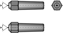 Diamant broušený do kužele je specifikován úhlem hrotu (V).