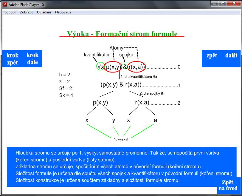 12.2.3 Výuka V této kapitole je představen jeden z prvních dvou příkladů animace. Aby byla zřejmá orientace. Řešení, jsou volena tak, aby nebyla překážkou. Formační strom formule Na obrázku 12.