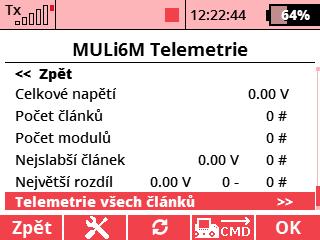 5. Konfigurace pomocí vysílače DC/DS: MULi6s Modul lze konfigurovat vysílačem DC/DS přes menu Připojená zařízení.