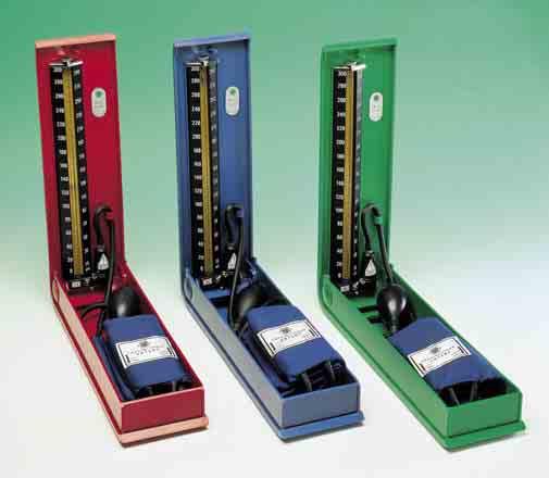 SFIGMOMANOMETRO SPHYGMOMANOMETER Sfigmomanometro di grande precisione a mercurio con scatola in ABS colorata ESCLUSIVA. Colonna di precisione in vetro,scala graduata di facile lettura 0-300 mm/hg.