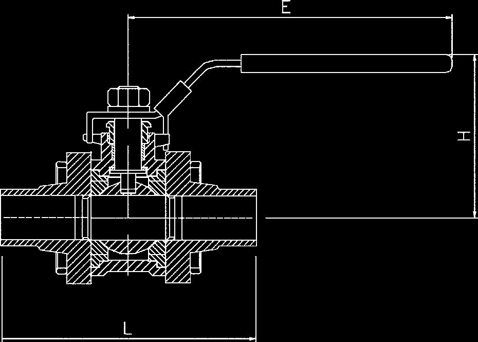 4.05 Valves and cocks Регулирующая арматурa, Ventile und Hähne, Regulační armatury L E H Ball valve 3-pieces for orbital welding Шаровой кран С - С (из трёх частей) 3-Teiling Kugelhahn S - S, Kulový