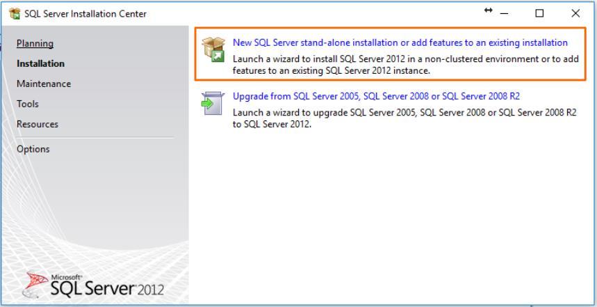 Instalace MS SQL Server 2012 Express Instalační soubor spustíme