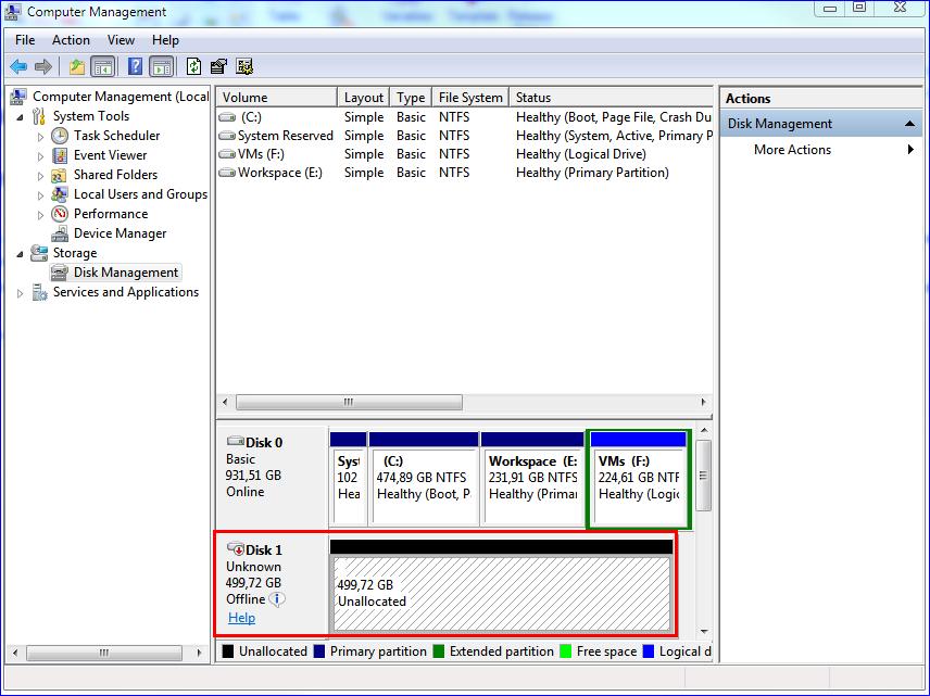 Připravené zařízení SAN LUN by se mělo objevit v okně Správa disků, jak je zobrazeno na snímku obrazovky níže. 18.