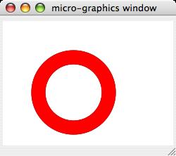 3.6. KRESLENÍ GRAFICKÝCH OBJEKTŮ 77 Výsledek by měl odpovídat Obrázku 3.8. Kruh v okně můžeme kdykoli překreslit zavoláním Obrázek 3.