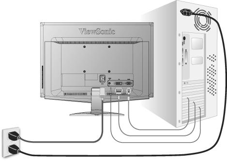 Rychlá instalace 1. Připojení napájecího kabelu a adaptéru AC/DC 2. Připojení videokabelu Zkontrolujte, zda jsou monitor LCD a počítač VYPNUTÉ. V případě potřeby odmontujte kryty zadního panelu.