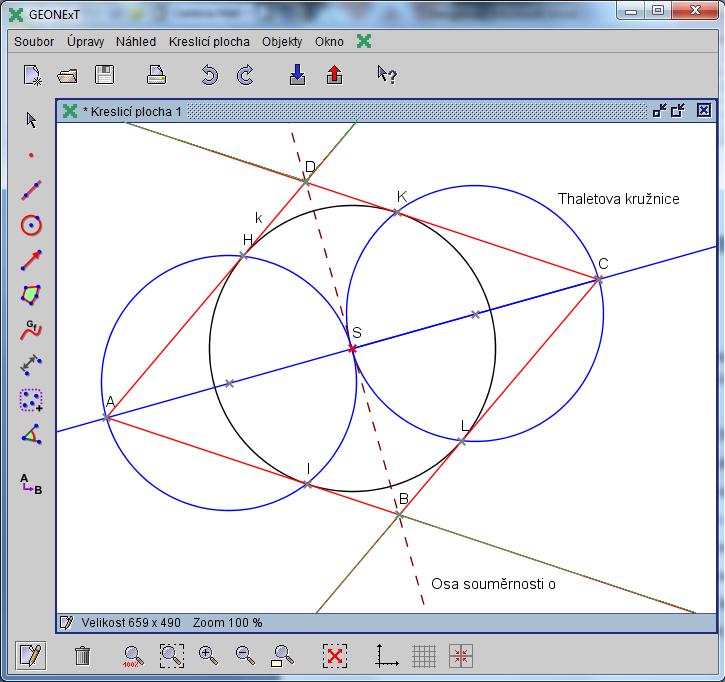 tečny ke kružnici k tak, že jedné tečně bude náležet bod K a druhé tečně bod L.