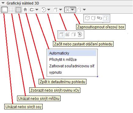 jeho velikost. Poslední možností panelu grafického náhledu 3D je zobrazení promítání.