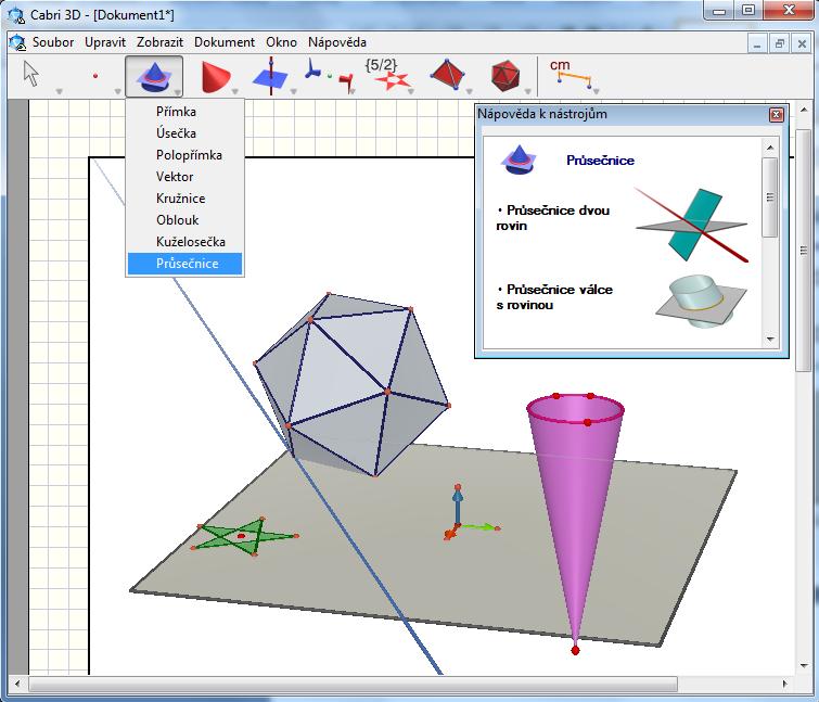 5. 2 Cabri 3D v 2 Základní principy používání, dále interaktivní a dynamické vlastnosti softwaru Cabri 3D jsou v podstatě stejné, jako tomu bylo u planimetrického předchůdce tohoto programu Cabri II