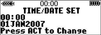NASTAVENÍ nebo po vymazání nastavení (pomocí funkce Vymazat nastavení) je nutné nastavit čas a datum znovu. 1 Přejděte do okna TIME/DATE SETUP (NASTAV.
