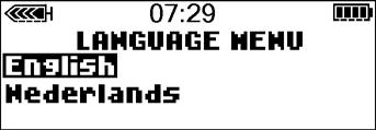 Změna jazyka pumpy: 1 Přejděte do okna LANGUAGE MENU (NABÍDKA JAZYKA). Main > Utilities > Language (Hlavní nabídka > Příslušenství > Jazyk) 2 Zvolte jazyk a stiskněte tlačítko ACT.