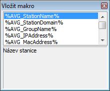 Vložená promě nná bude při odeslání zprávy zkonvertována na skutečný text obsahující patřičné sdě lení. Seznam promě nných s jejich významy se nachází níže: %AVG_StationName% název stanice.