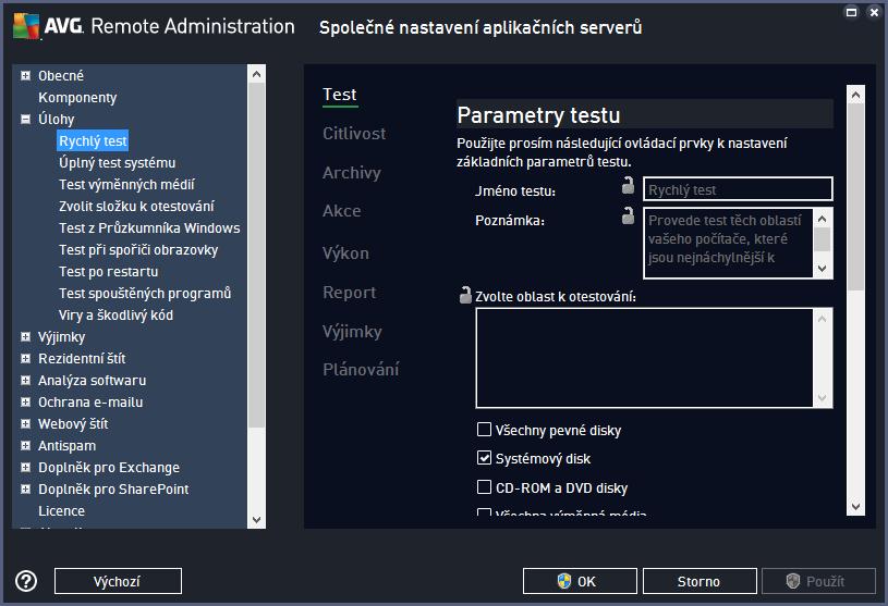 Na klientských stanicích je toto nastavení včetně popisu dostupné následujícími způsoby: Rychlý test: Hlavní stránka klienta > tlačítko Test počítače Úplný test systému: Hlavní stránka klienta >