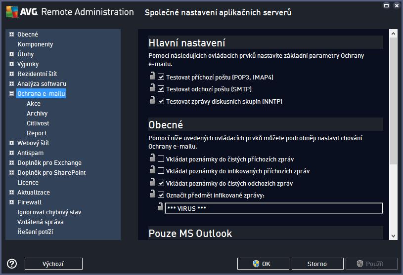 9.2.7. Ochrana e-mailu Stránka Ochrana e-mailu umožňuje podrobně nastavit parametry testu elektronické pošty včetně příloh.