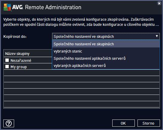 Z rozbalovací nabídky Kopírovat do zvolte, kam si přejete konfiguraci nakopírovat.
