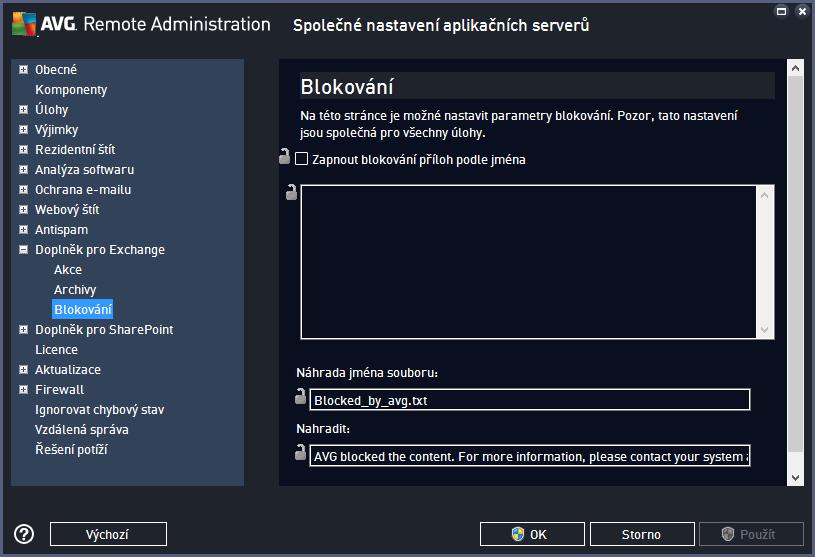 Blokování umožňuje určit, zda přístup k nebezpečným přílohám