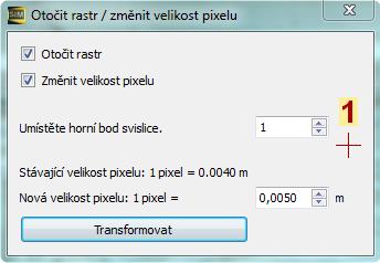 alogu vypí²e stávající rozli²ení a vy zadáte rozli²ení rastru nového. Po nastavení v²ech náleºitostí stiskn te tla ítko Transformovat. Spustí se transformace a výsledek se zobrazí v hlavním okn.