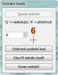 Ze snímku se vºdy smaºe poslední bod bez ohledu na to, který bod je momentáln aktivní.