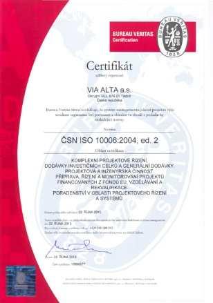 14001:2016 Zavedený systém managementu jakosti projektu - ČSN ISO 10006 a řízení