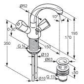 odpadová súprava G 1 1/4 medené rúrky 10 mm chróm 210370515 115,82 KLUDI