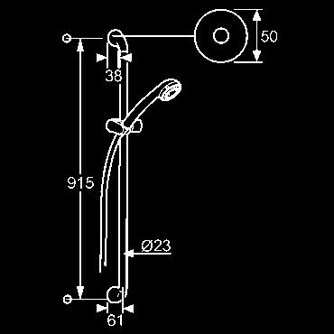 109,14 KLUDI AMPHORA sprchová súprava L = 900 mm nástenná tyč s posuvným držiakom horizontálne a vertikálne nastaviteľný bežec ručná sprcha DN 15 prestaviteľná na 3 prúdové typy: masážny prúd,