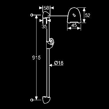 Špeciálne sprchy KLUDI ŠTANDARD nástenná tyč L = 900 mm vrátane koľajničky s