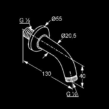 rozetou 61 x 61 mm chróm 6653305-00 41,00 KLUDI sprchové rameno DN 15 pre hlavovú sprchu 1S a 3S bez kĺbu vyloženie 230 mm